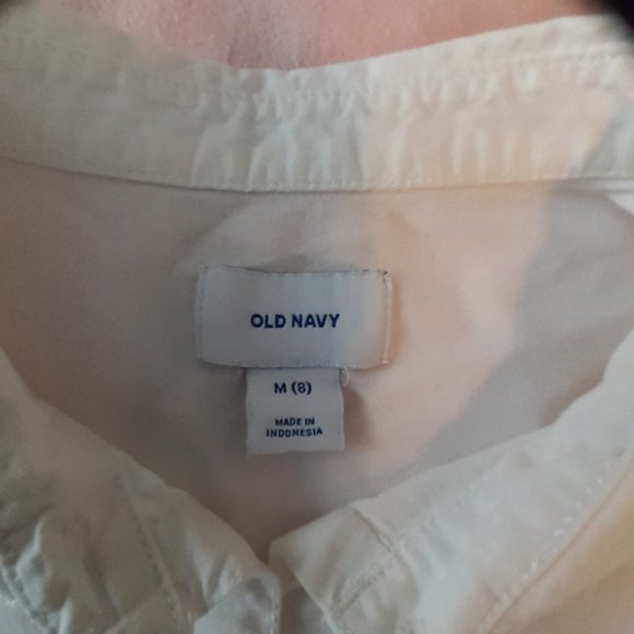 OLD NAVY WHITE BUTTON-DOWN SHIRT - 100% COTTON - GIRLS SIZE 8 - Picture 2 of 4